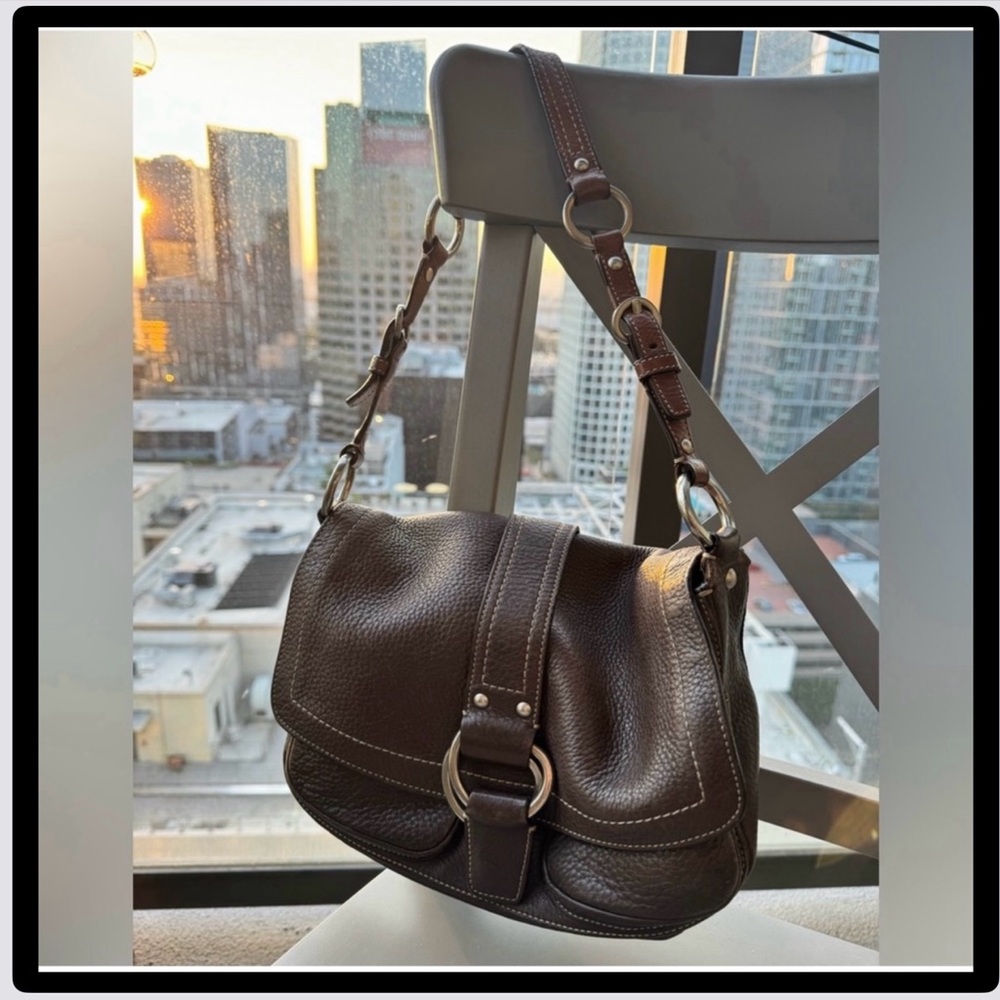 Vintage Coach Chelsea Pebbled Leather Brown Shoulder Bag